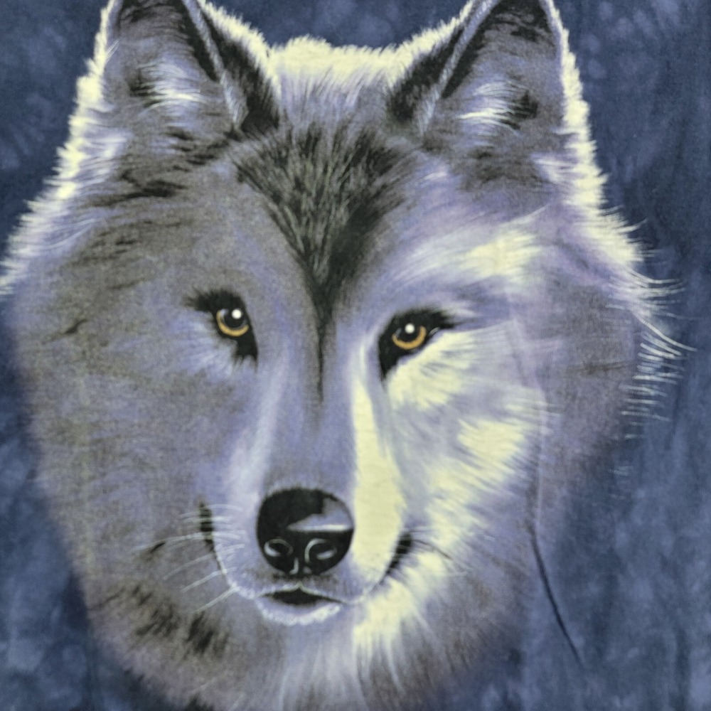 Vintage The Mountain Mens Wolf Tie Dye T Shirt  Leather Tag Size XL - Picture 2 of 8